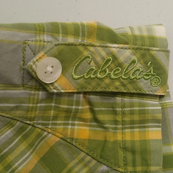 CABELA'S 100% PIMA COTTON, PLAID BUTTON UP, SHORT SLEEVE DETAILS,  SHIRT - Picture 7 of 8
